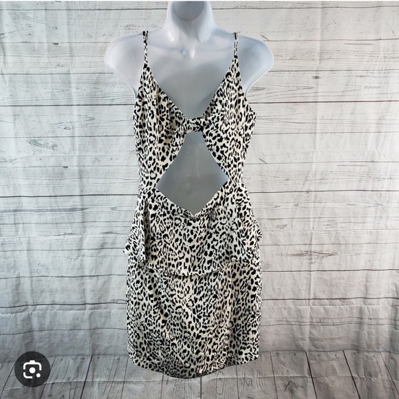 Parker Leopard Print Peplum Mini Dress – Size S - Picture 2 of 10